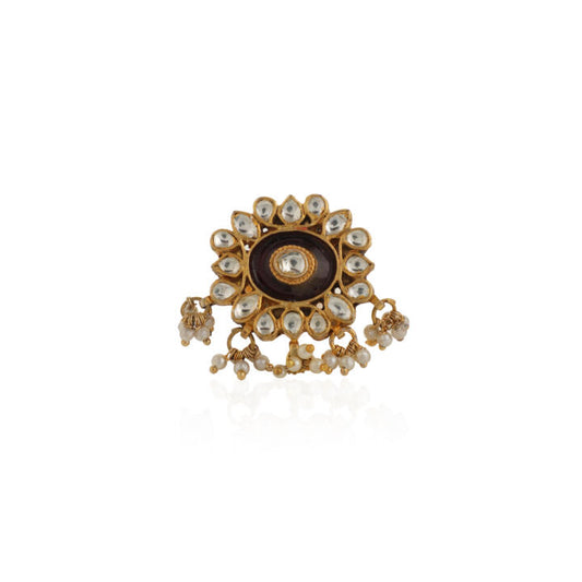 Brown Minawork Ring With White Hangings