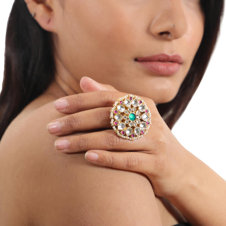 Pink & Green Flower Ring Wedding Wear /Bridal Special
