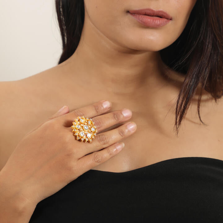Gold Plated Jadtar Stone Gold Plated Ring