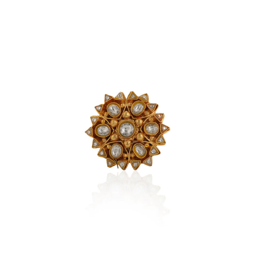 Gold Plated Jadtar Stone Gold Plated Ring