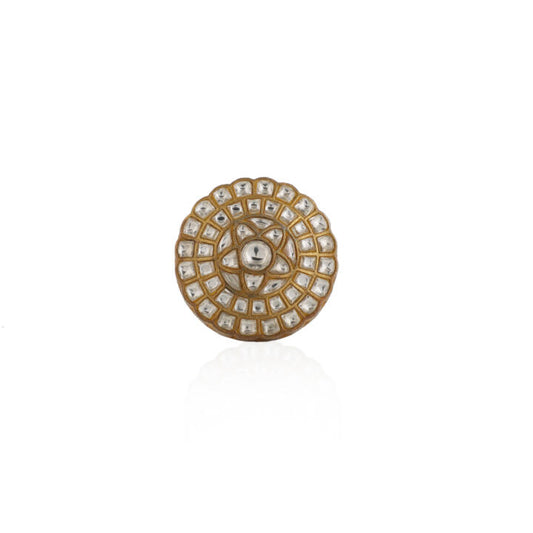 White Flower Jadtar Ring By Riana Jewellery
