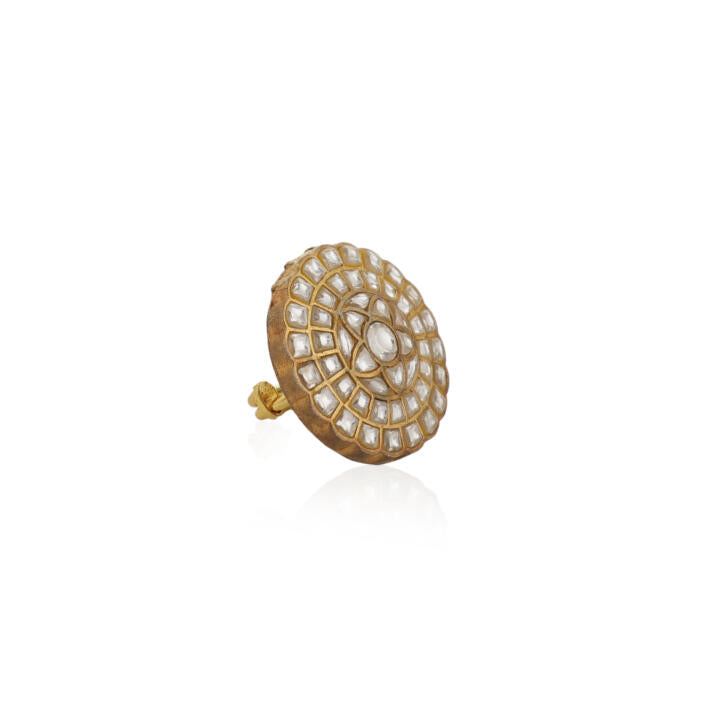 White Flower Jadtar Ring By Riana Jewellery