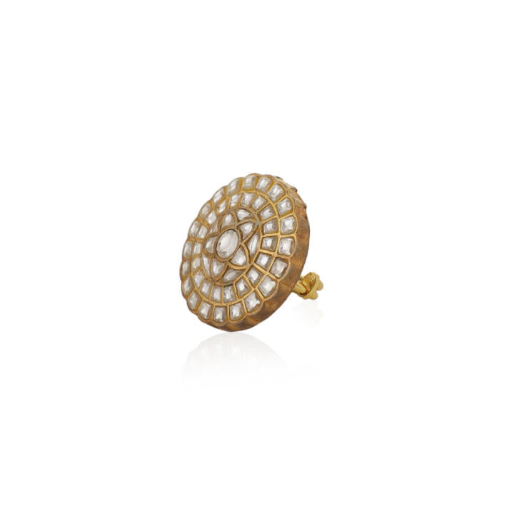 White Flower Jadtar Ring By Riana Jewellery