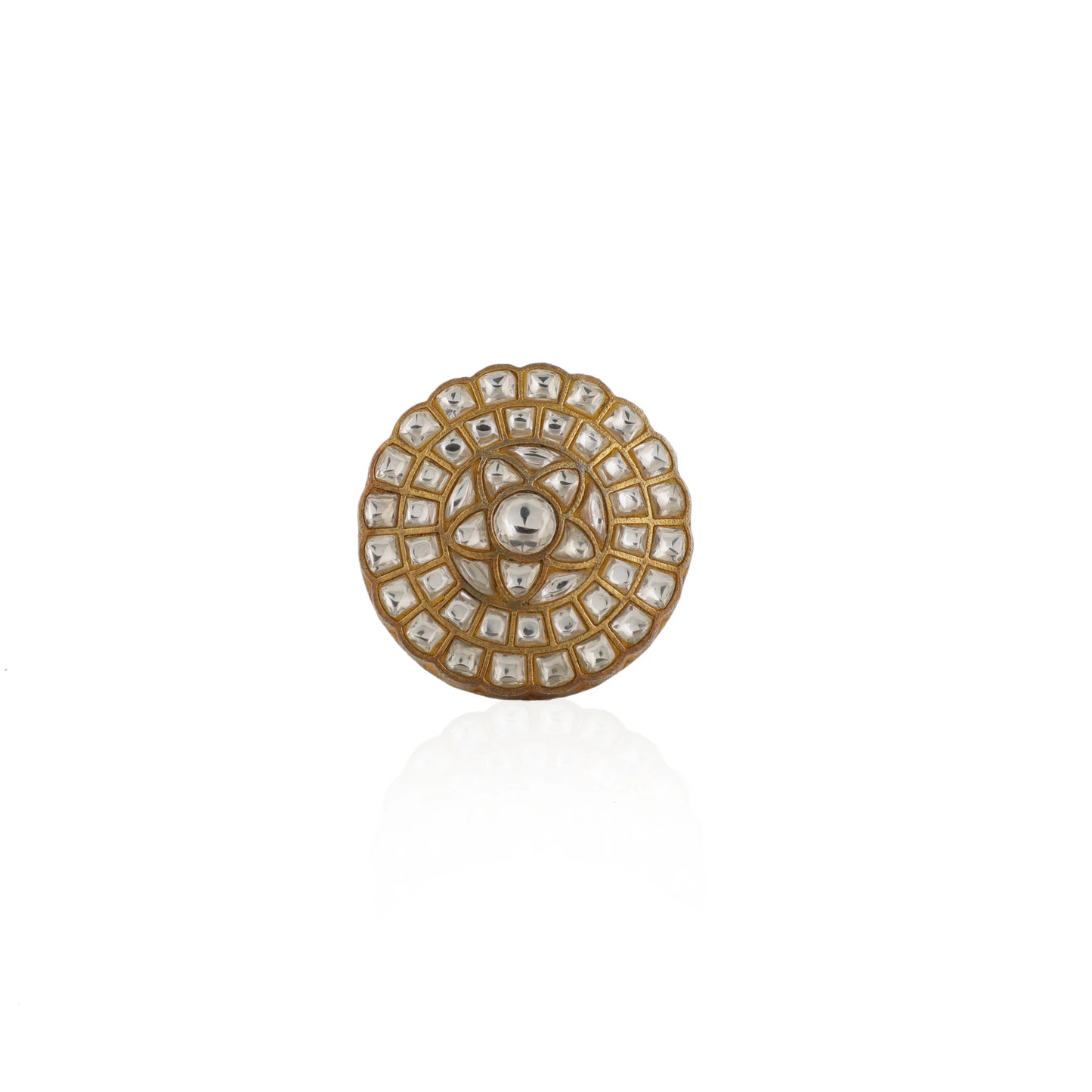 White Flower Jadtar Ring By Riana Jewellery