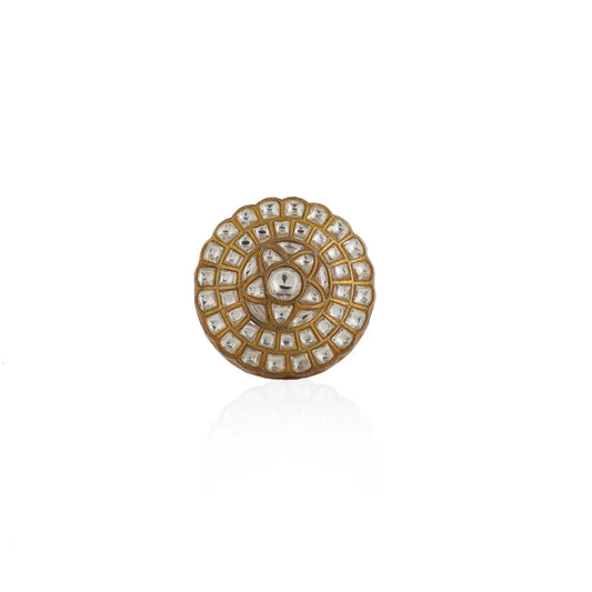 White Flower Jadtar Ring By Riana Jewellery