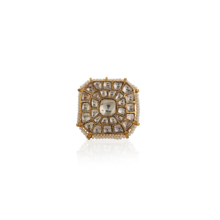 White Jadtar Stone Festival Wear Ring/Adjustable Ring