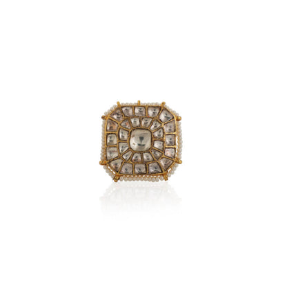 White Jadtar Stone Festival Wear Ring/Adjustable Ring