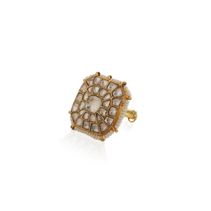 White Jadtar Stone Festival Wear Ring/Adjustable Ring