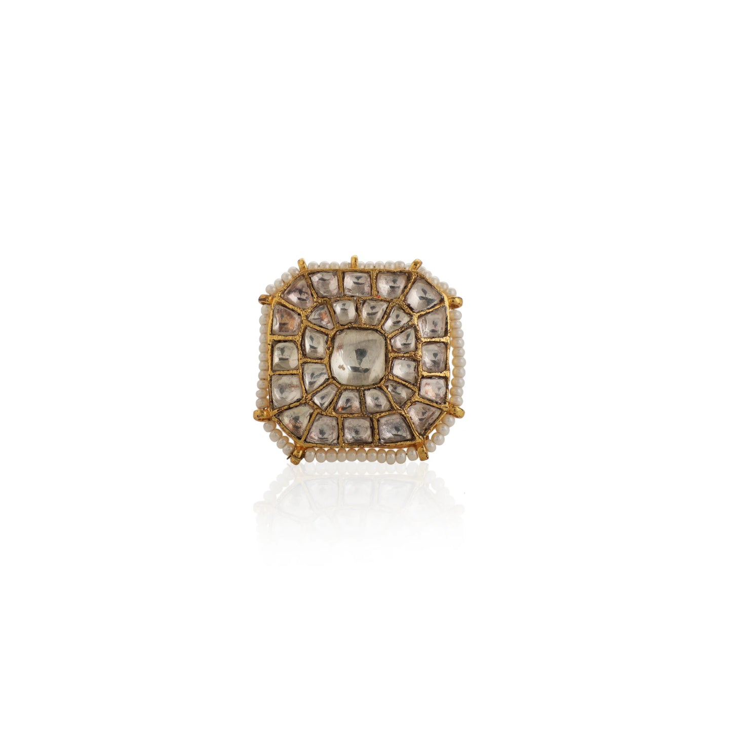 White Jadtar Stone Festival Wear Ring/Adjustable Ring