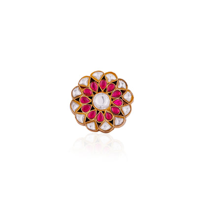 pink jadau ring