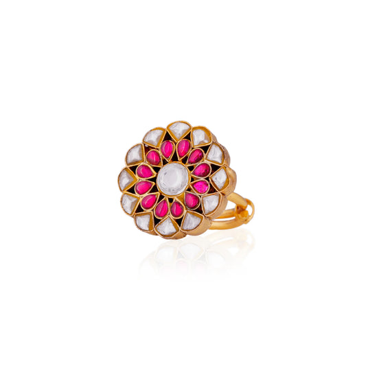 pink jadau ring