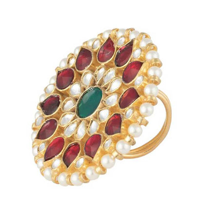 Red, White & Green Jadtar Ring