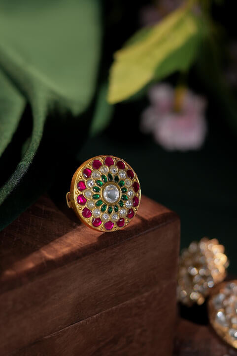 Multicolour FLoral ring adjustable