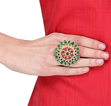 Multicolored Jadtar Ring