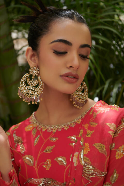Pastel Pink Colored Pearl Studded Chaanbalis
