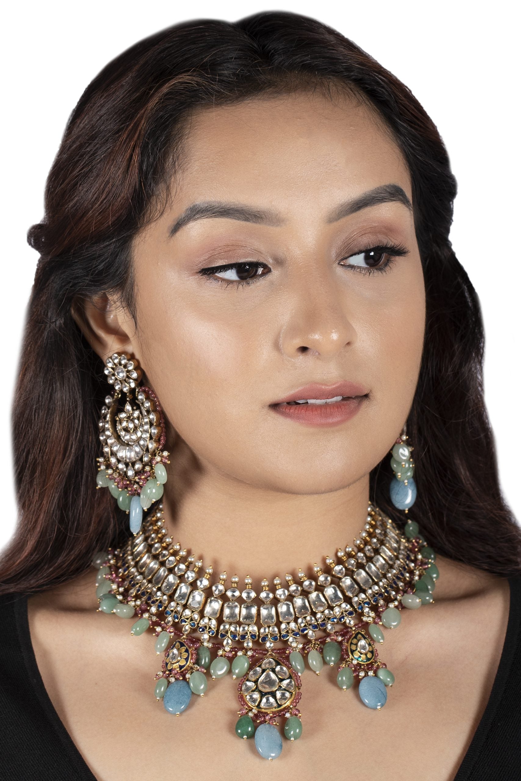 SEA GREEN & PESTLE BLUE NEW NECKLACE SET