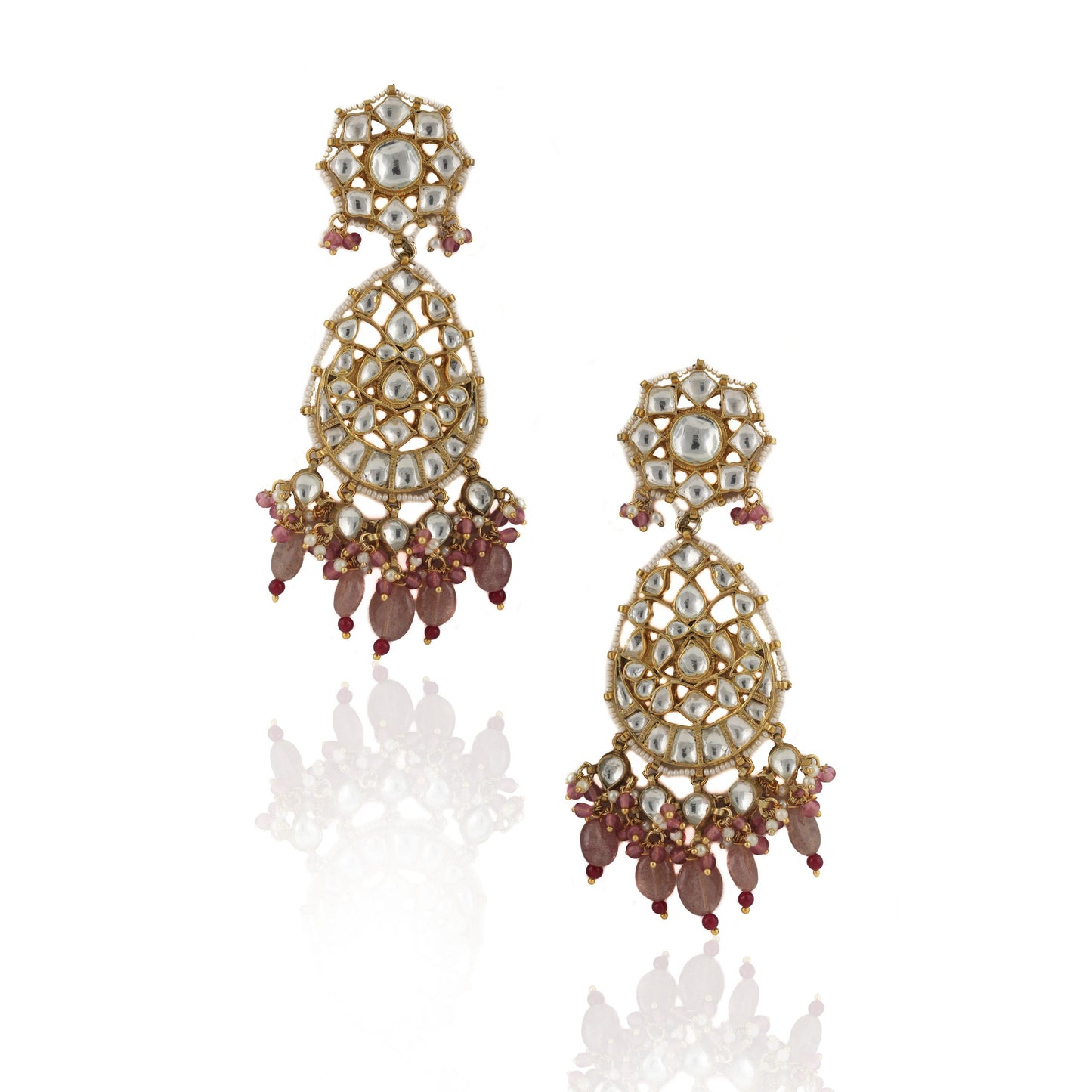 Brown color Jadtar Gold Plated Bridal Necklace
