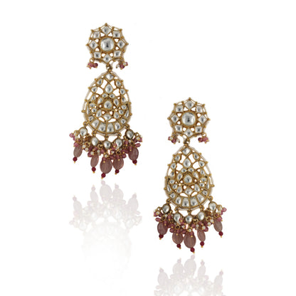 Brown color Jadtar Gold Plated Bridal Necklace