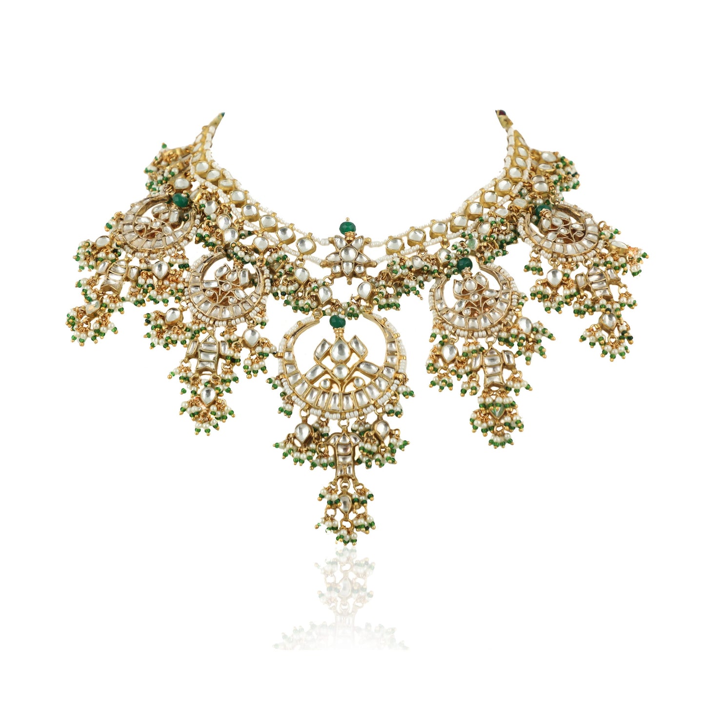 Three Layered chaand shape necklace set