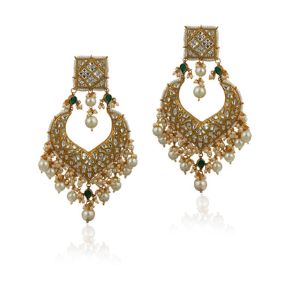 BRIDAL NECKLACE SET IN WHITE AND GREEN