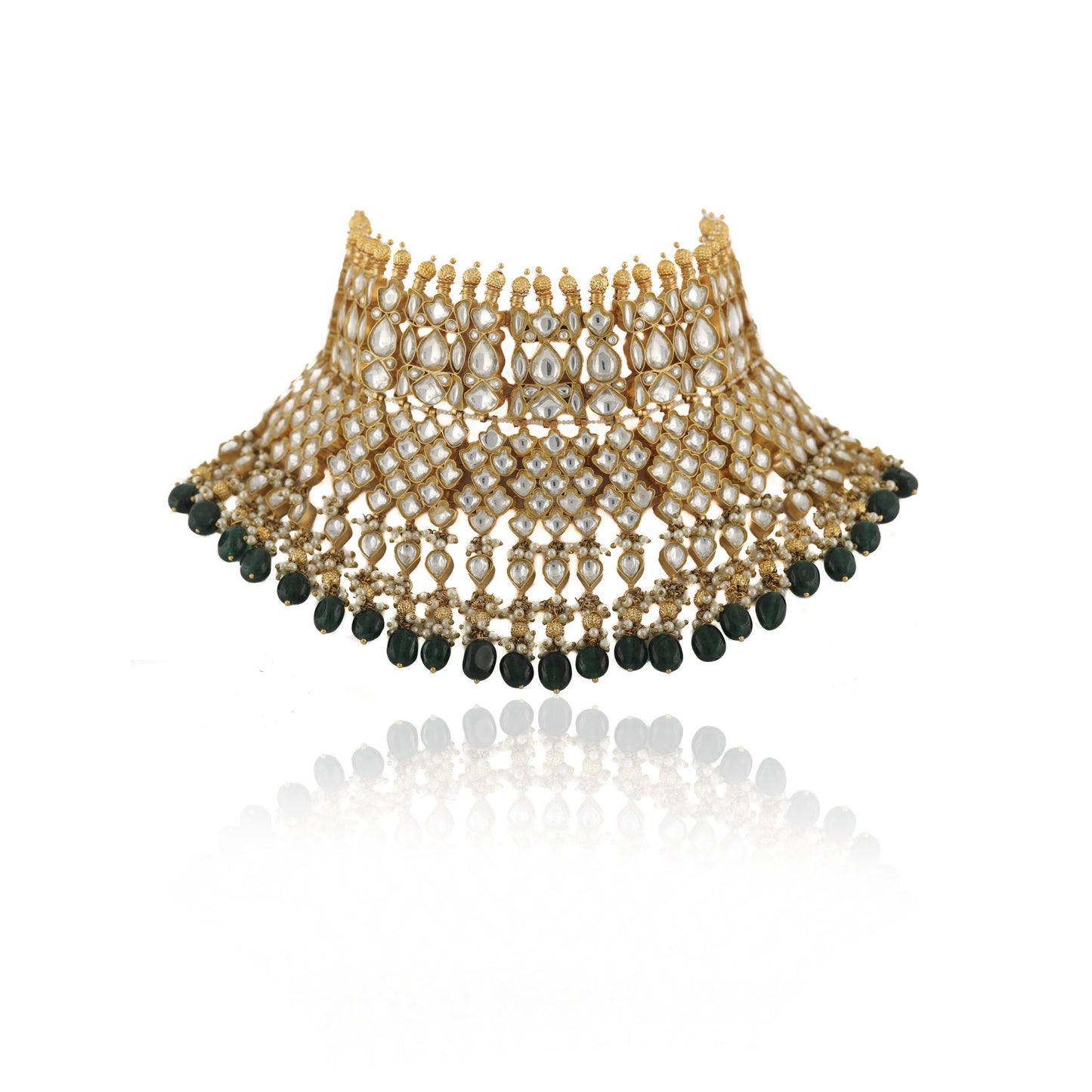 HEAVY BRIDAL NECKLACE WITH UPPER GOLDEN BALLS