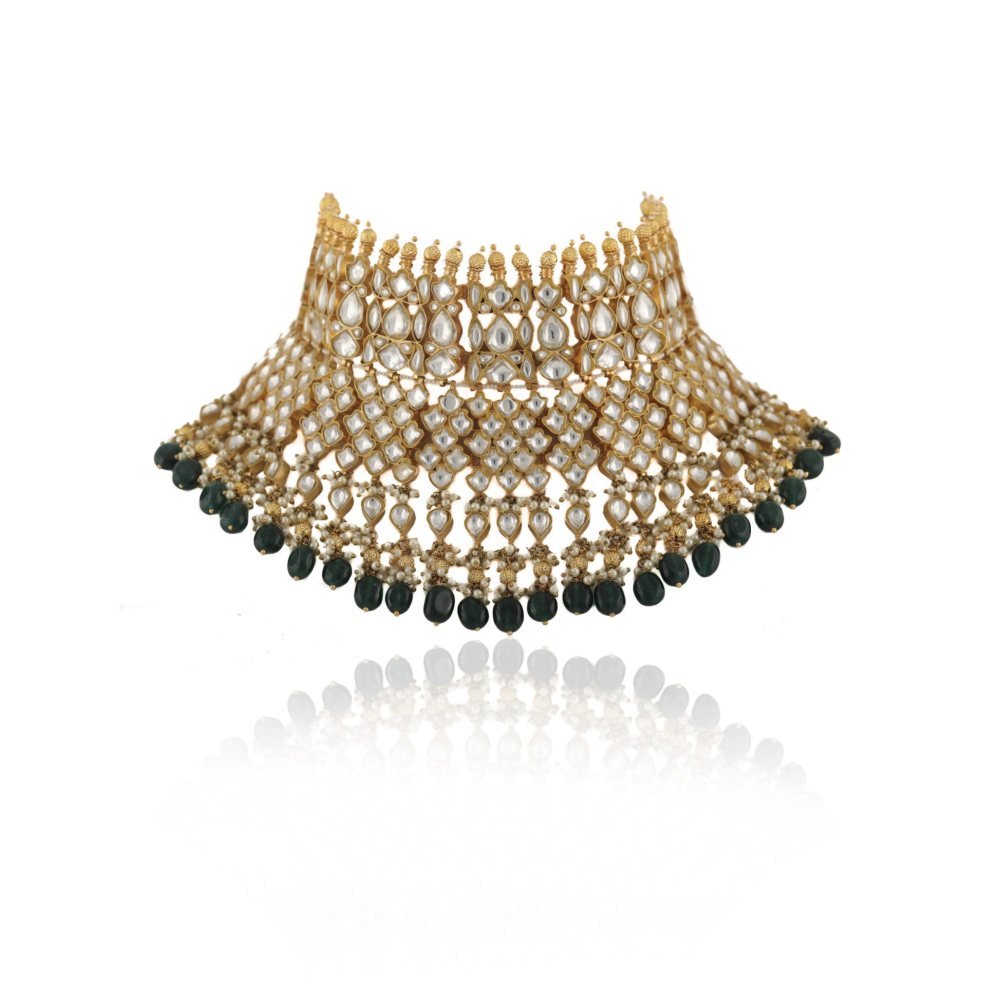 HEAVY BRIDAL NECKLACE WITH UPPER GOLDEN BALLS