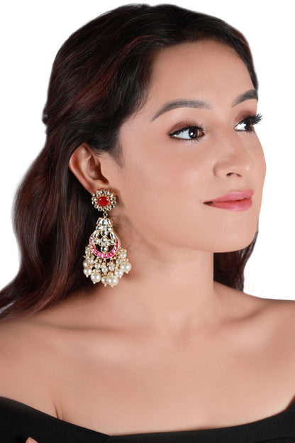 Pink Jadtar Heavy Gold Plated Necklace Set