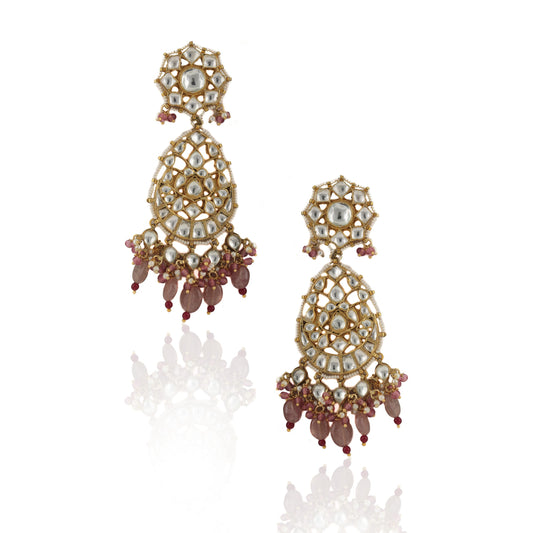 WHITE EARRINGS WITH PASTEL PINK BEADS