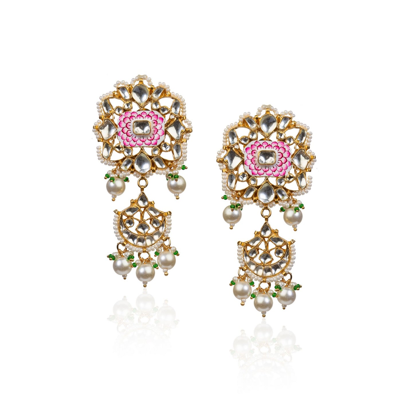 Meenakari worked full neck covering Necklace set with long earrings