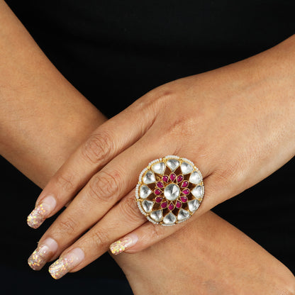 PINK AND WHITE  STONE RING
