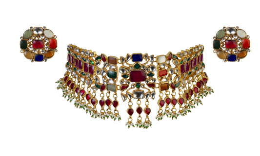 Navratna stone studded necklace