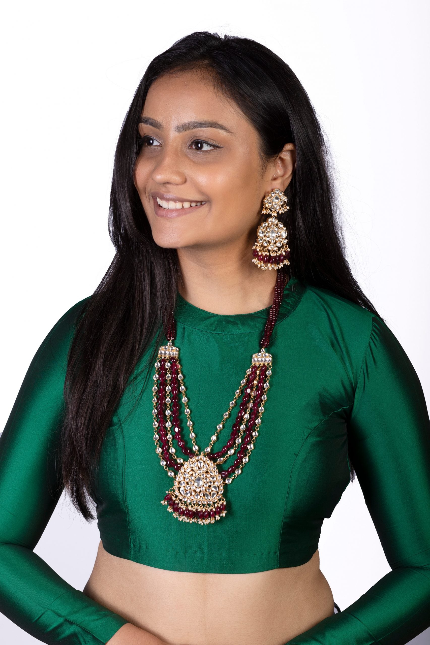 Brown Color Heavy Jadtar Necklace Design