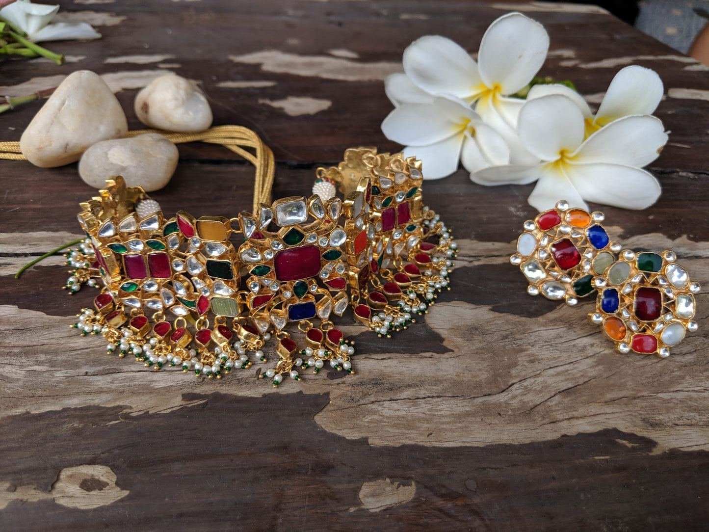 Navratna stone studded necklace