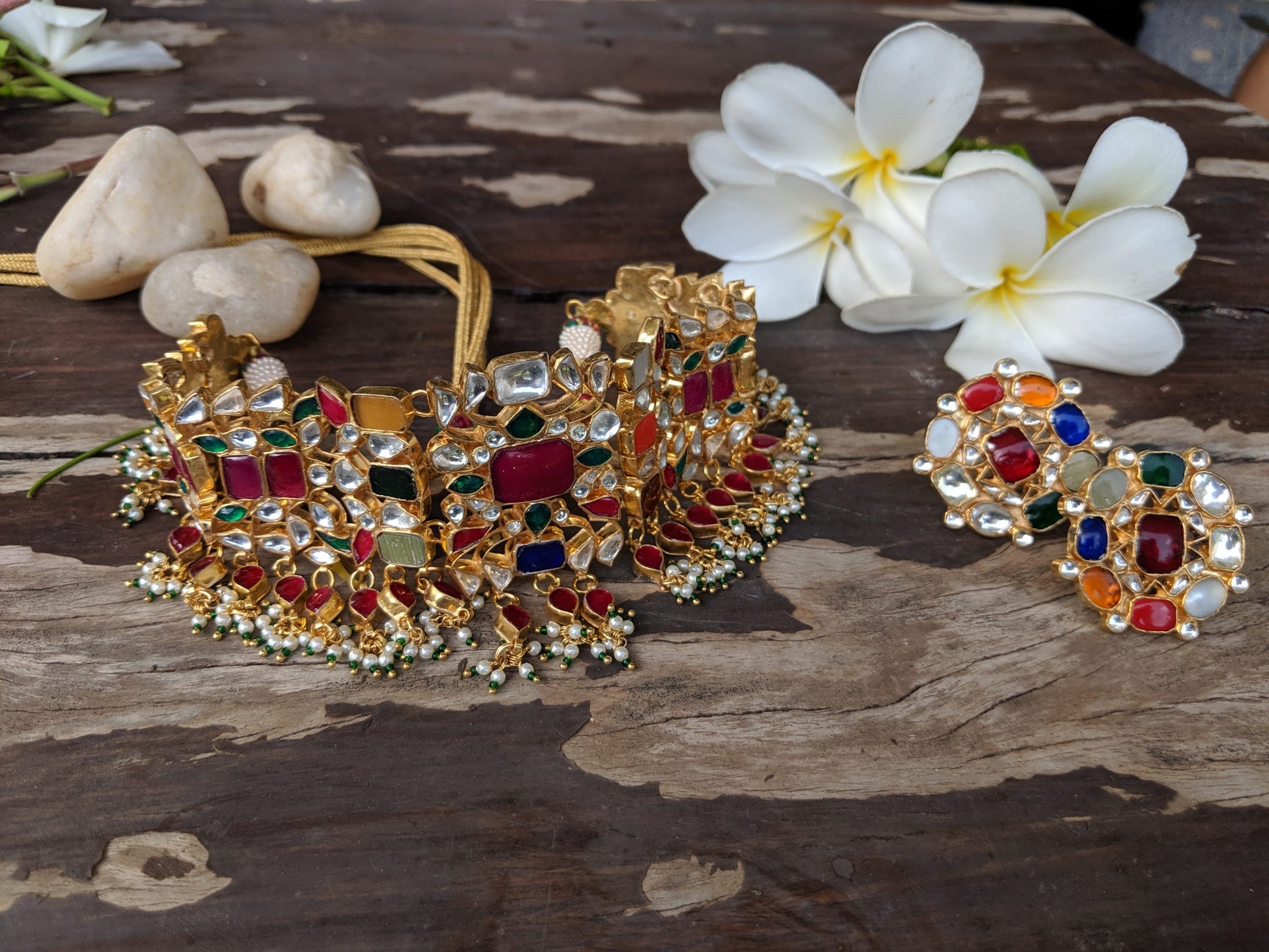Navratna stone studded necklace