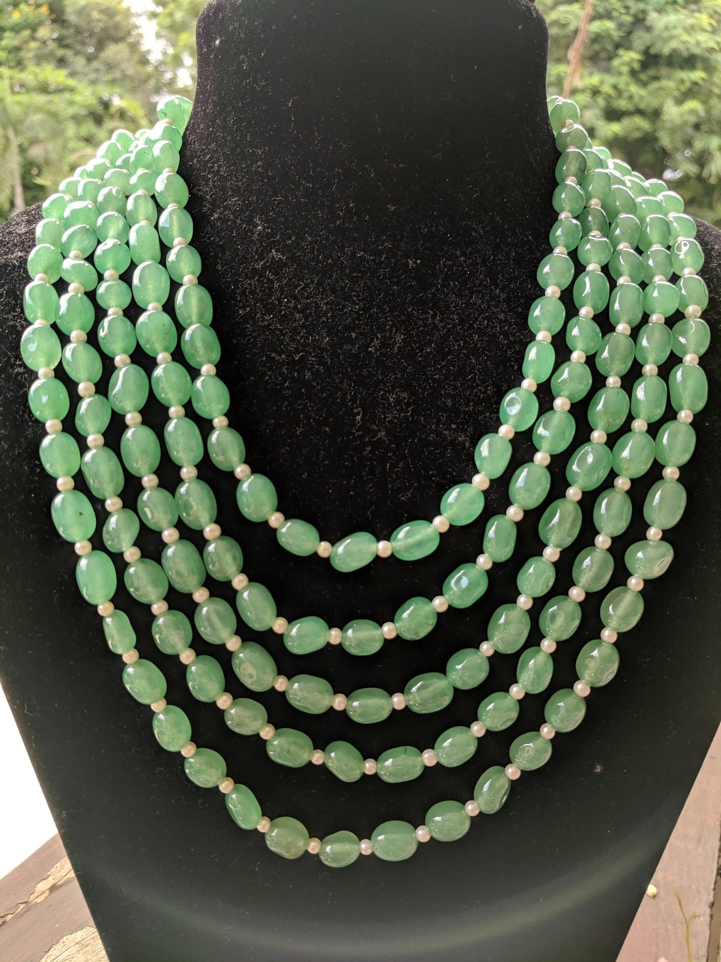 5 STRING SEA GREEN NECKLACE
