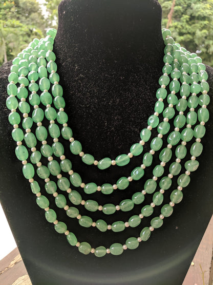 5 STRING SEA GREEN NECKLACE
