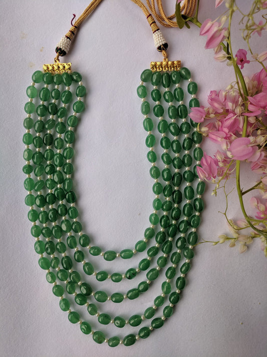 5 STRING SEA GREEN NECKLACE