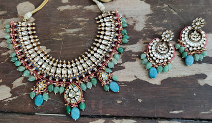 SEA GREEN & PESTLE BLUE NEW NECKLACE SET