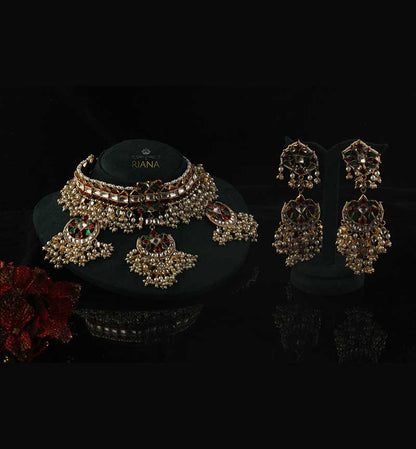 Multi colored jadtar studded Necklace set