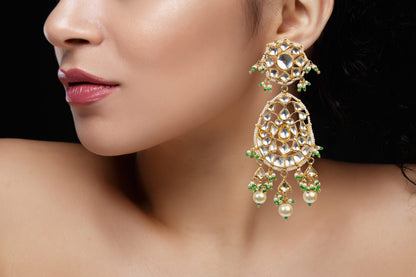 WHITE JADTAR STONE HEAVY NECKLACE SET