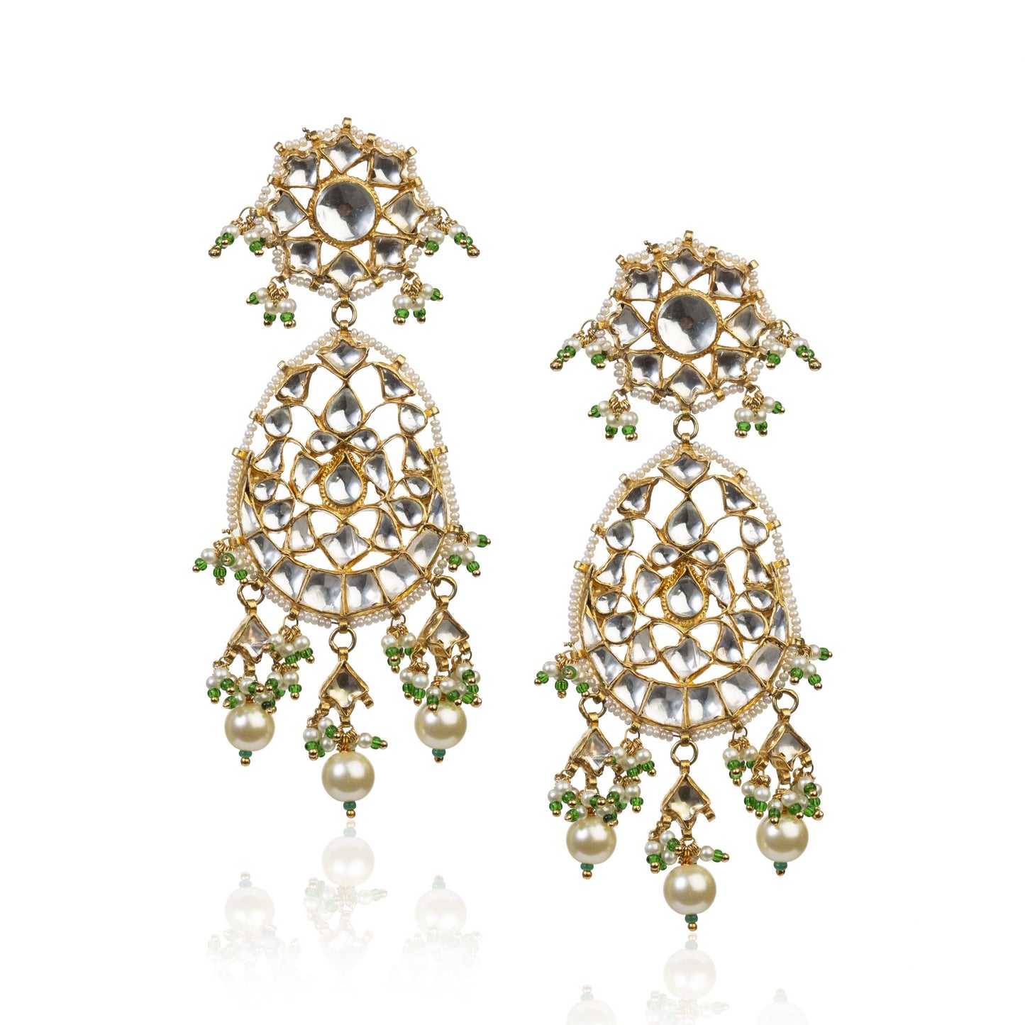 WHITE JADTAR STONE HEAVY NECKLACE SET