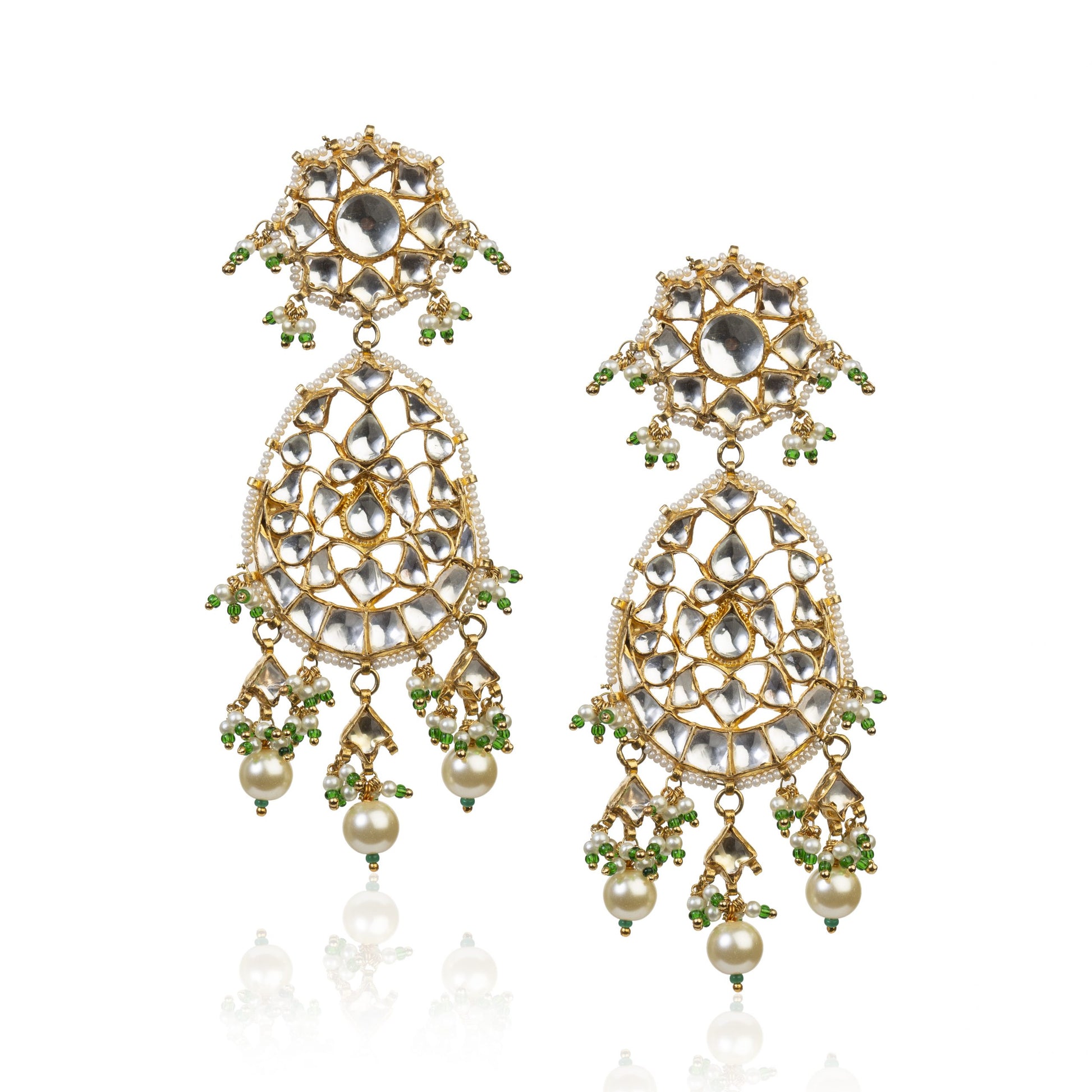 WHITE JADTAR STONE HEAVY NECKLACE SET