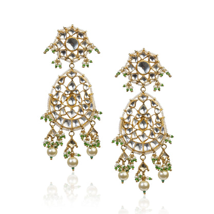 WHITE JADTAR STONE HEAVY NECKLACE SET