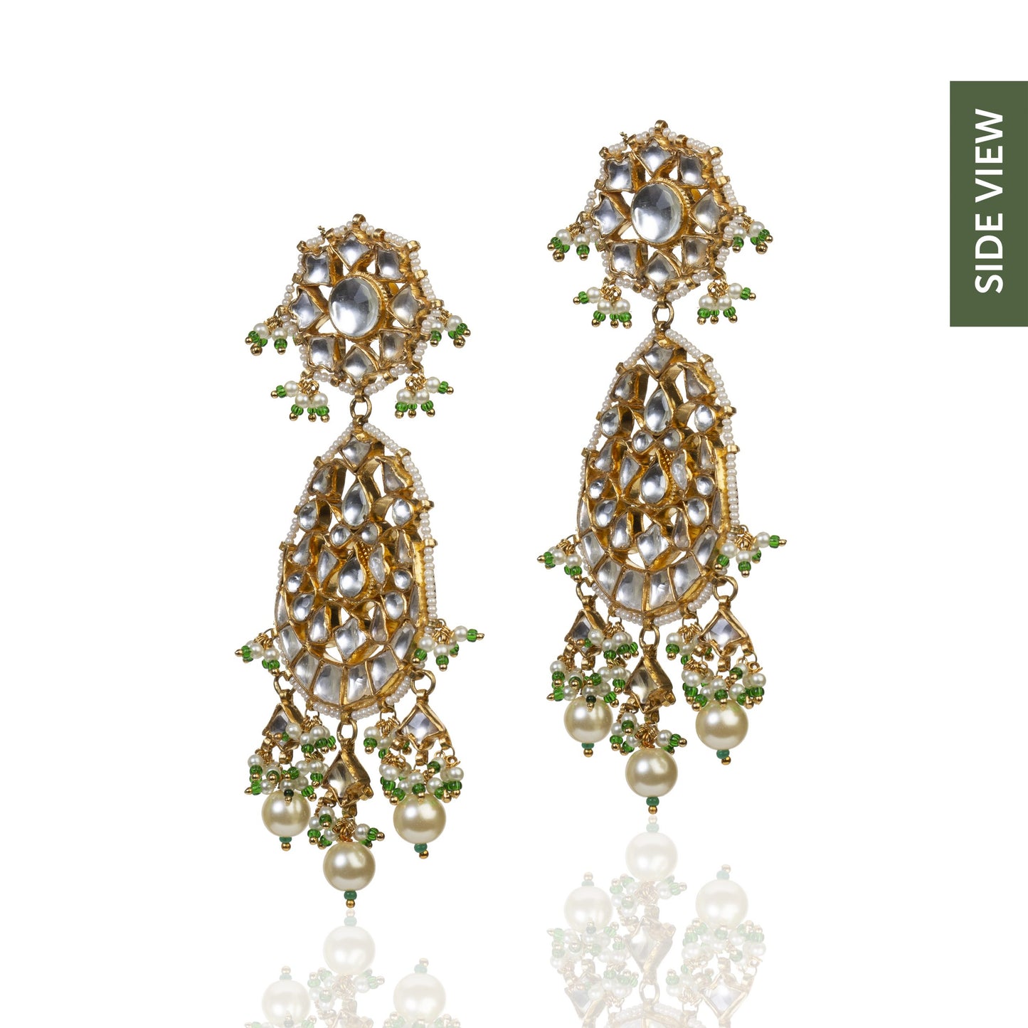 WHITE JADTAR STONE HEAVY NECKLACE SET
