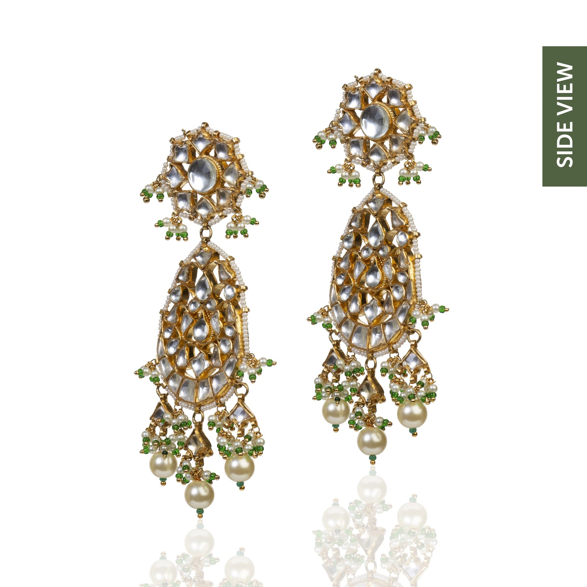 WHITE JADTAR STONE HEAVY NECKLACE SET