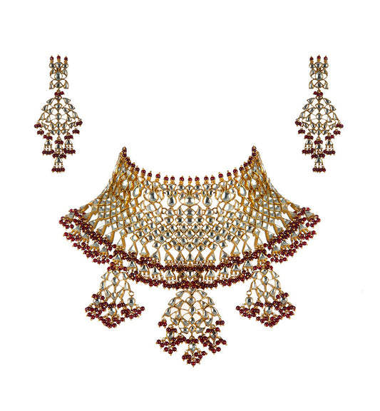 Bridal Necklace Set of Maroon Beads