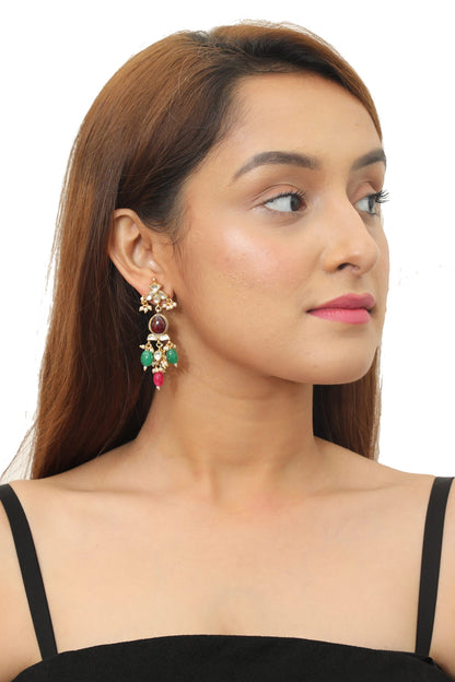 WHITE JADTAR STONE WITH NAVRTAN CHOKER SET WITH EARRINGS