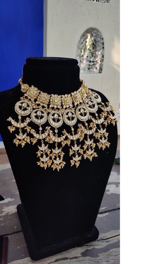 gold plated heavy long necklace bridal jewellery