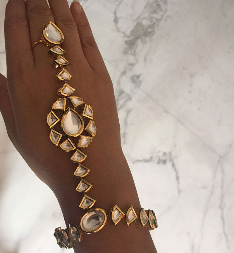 Bridal Flower Hathful Of Kundan Stones