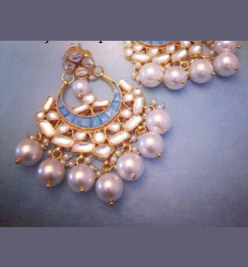 Firozi Colored Gold Plated Chaand Baalis